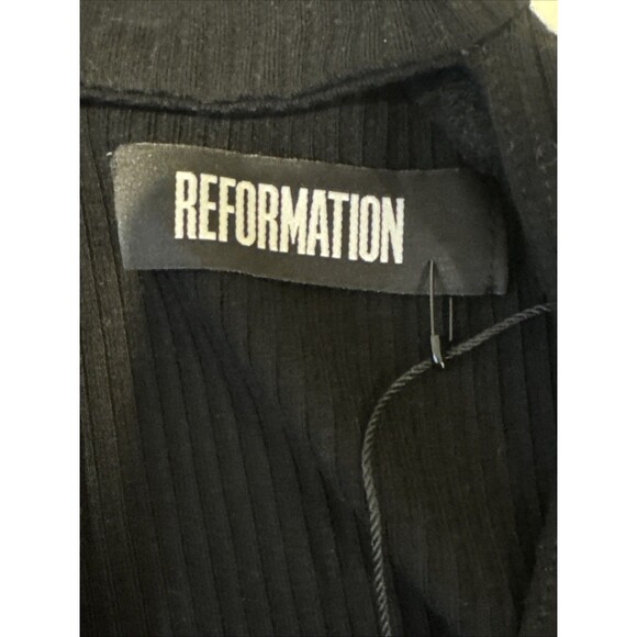 NWT Reformation Piper Size XS Black High Neck Cutout Ribbed Top Long Sleeve - Picture 6 of 12